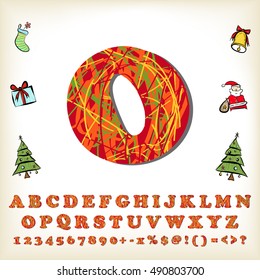 alphabet set design for christmas, vector illustration