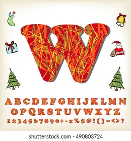 alphabet set design for christmas, vector illustration