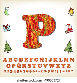 alphabet set design for christmas, vector illustration