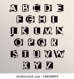 Alphabet set exclude effect style, Vector illustration.