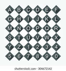 Alphabet Set, Flat Black White Alphabet