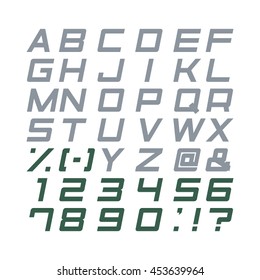 Alphabet Set. Alphabet font. 3D abc, punctuation marks. Vector font isolated on white background.