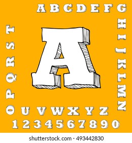 alphabet set free hand drawing design vector illustration