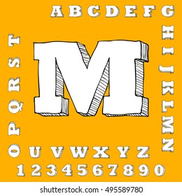 alphabet set free hand drawing design vector illustration