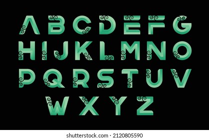 Alphabet set of gradient letters, isolated on white background. Symbol of English alphabet abc.