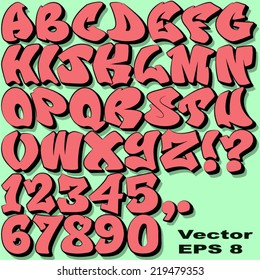 Alphabet Set of Graffiti Letters and Numbers. - Vector EPS 8.