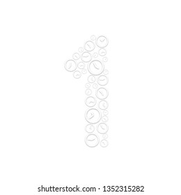 Alphabet set letter number one or 1, Clock shuffle pattern, Time system concept design illustration isolated on white background, vector eps 10