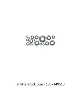 Alphabet set letter Punctuation hyphens, Engineering Gear pattern, Teamwork system concept design illustration isolated on white background, vector eps 10