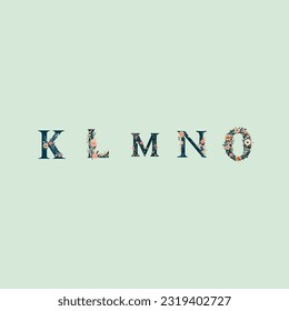 alphabet set lettering K L M N O with flowers