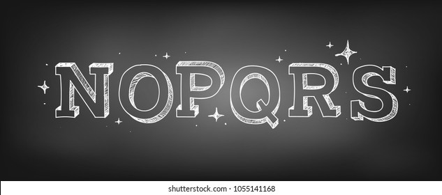 Alphabet set with letters N, O, P, Q, R, S. Vector illustrations. 