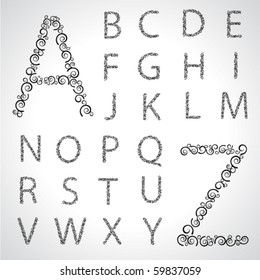 Alphabet set made from spirals