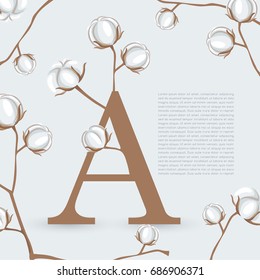 Alphabet Set with Natural Cotton Elements : Vector Illustration