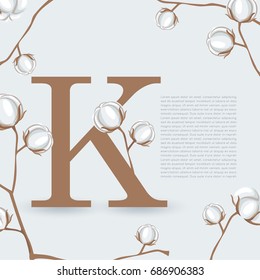 Alphabet Set with Natural Cotton Elements : Vector Illustration
