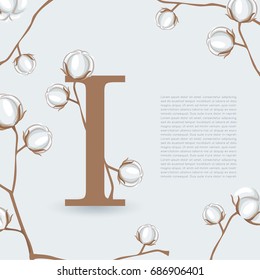 Alphabet Set with Natural Cotton Elements : Vector Illustration