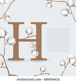 Alphabet Set with Natural Cotton Elements : Vector Illustration