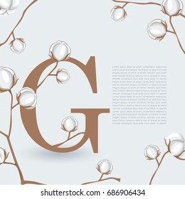 Alphabet Set with Natural Cotton Elements : Vector Illustration