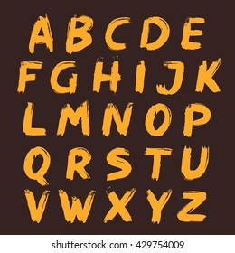 Alphabet set painted with a brush. Hand drawn letters for use in cards, labels, posters or prints.