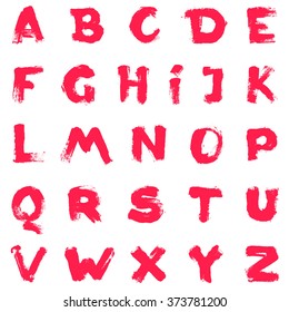 Alphabet set painted with a dry brush. Hand drawn font. Vector grunge style design elements for use in posters or prints.
