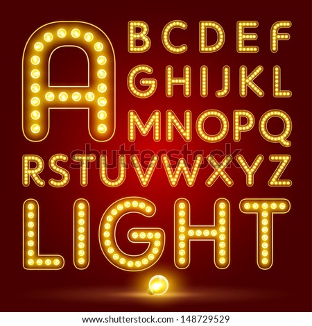 Alphabet set with realistic lamp, vector illustration. can be used for christmas / happy new year / happy birthday and more.