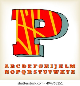 alphabet set red colour design, vector illustration