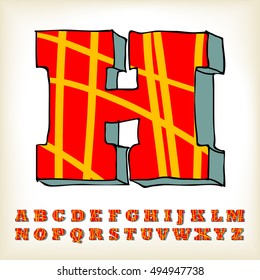 alphabet set red colour design, vector illustration