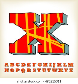 alphabet set red colour design, vector illustration