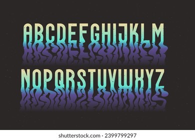 Alphabet set with reflecting letters in water effect