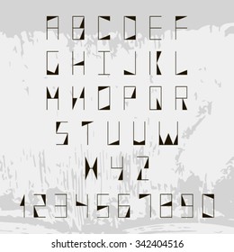 Alphabet set. Thin retro font.