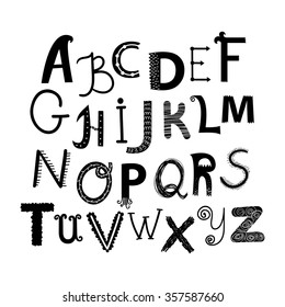 Alphabet set in vector. Cartoon abs icons