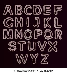 Alphabet Set. Vector illustration of curly alphabet letters. Floral alphabet.