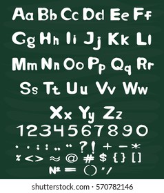 Alphabet Set. Vector illustration of alphabet letters. Alphabet letters and numbers, signs.