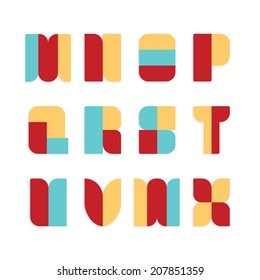 Alphabet set , vector illustration. paper colour style.