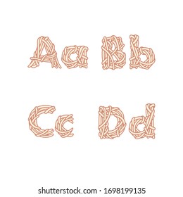 Alphabet set with vector letters A, B, C, D. Hand drawn alphabet drawing. logo design template set. 