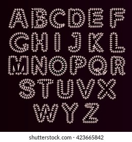 Alphabet Set in vintage style. Vector illustration of curly alphabet letters. 