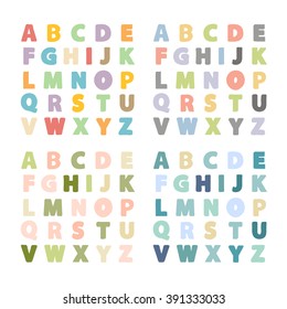 Alphabet set.Alphabet vector collection.Vector alphabet.Vector Alphabet isolated.Vector Alphabet flat style.Vector Color Alphabet.Vector font isolated on white background.Vector Type  