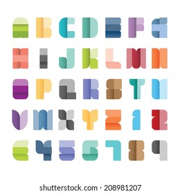 Alphabet set,vector illustration.type font paper colour style.