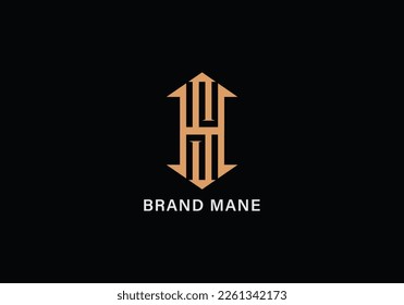 Alphabet SH or HS illustration monogram vector logo template in silver color and black background