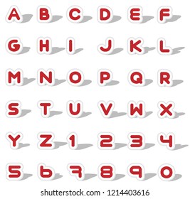 Alphabet with shading of the letters