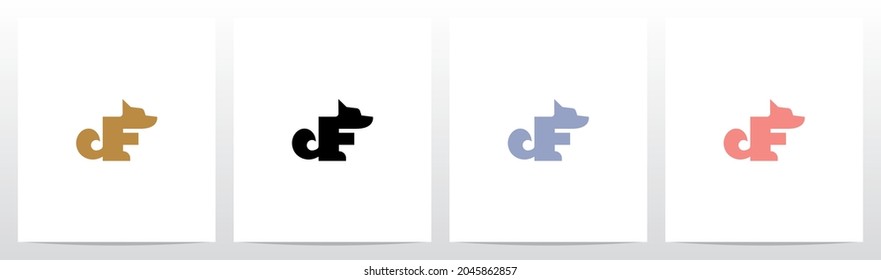 Alphabet Shaped Dog Letter Logo Design F