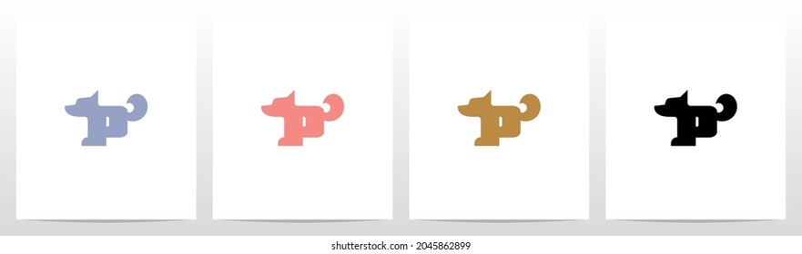 Alphabet Shaped Dog Letter Logo Design P