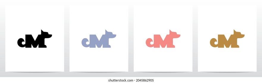 Alphabet Shaped Dog Letter Logo Design M