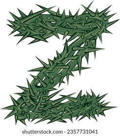 an alphabet with sharp thorn theme