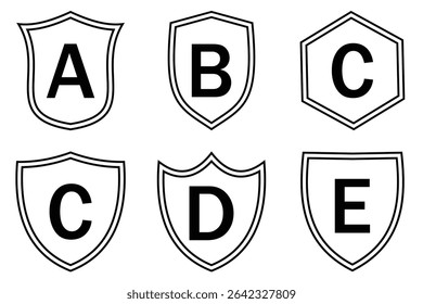 Alphabet Shield Emblem Set – Letter-Based Security Badge Icon Collection