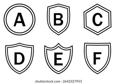Alphabet Shield Emblem Set – Letter-Based Security Badge Icon Collection