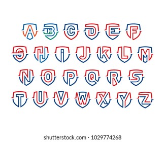 Alphabet Shield Letters Logo Template Design, Emblem, Design Concept, Creative Symbol, Icon