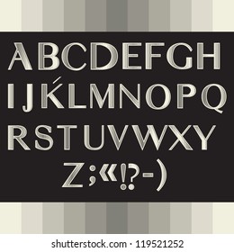 Alphabet with shiny texture. Holiday font