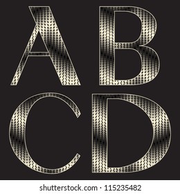 Alphabet with shiny texture. Stylized snake skin. Holiday font ( a b c d )
