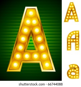 Alphabet for signs with lamps. Letter a