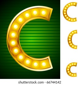 Alphabet for signs with lamps. Letter c