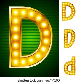 Alphabet for signs with lamps. Letter d